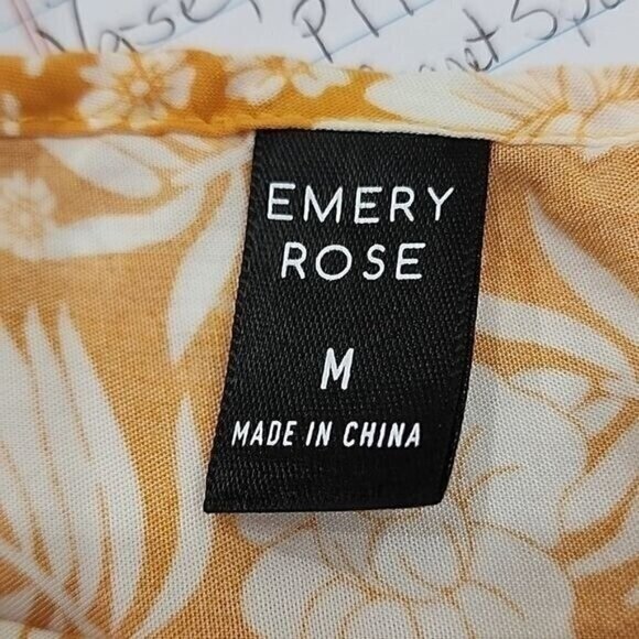 Emery Rose Floral 3/4 Sleeve W/ Birds Boho Top. Gold And Cream. Medium - Picture 5 of 9